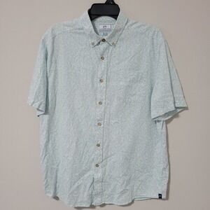 Southern Tide Linen Button Up Shirt Mens Large Blue Coral Coastal Resortwear